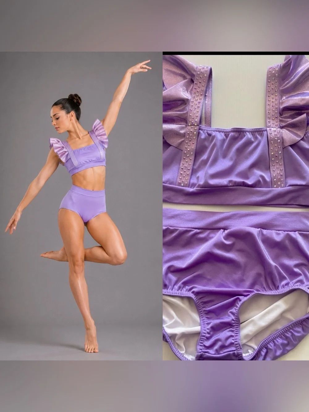 Kelle solo dance costom custume purple lavender 2 piece acro jazz 2867 MA adult